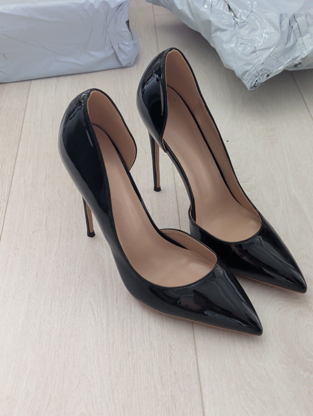 Black Patent Pointed-Toe Stiletto Pumps - Women